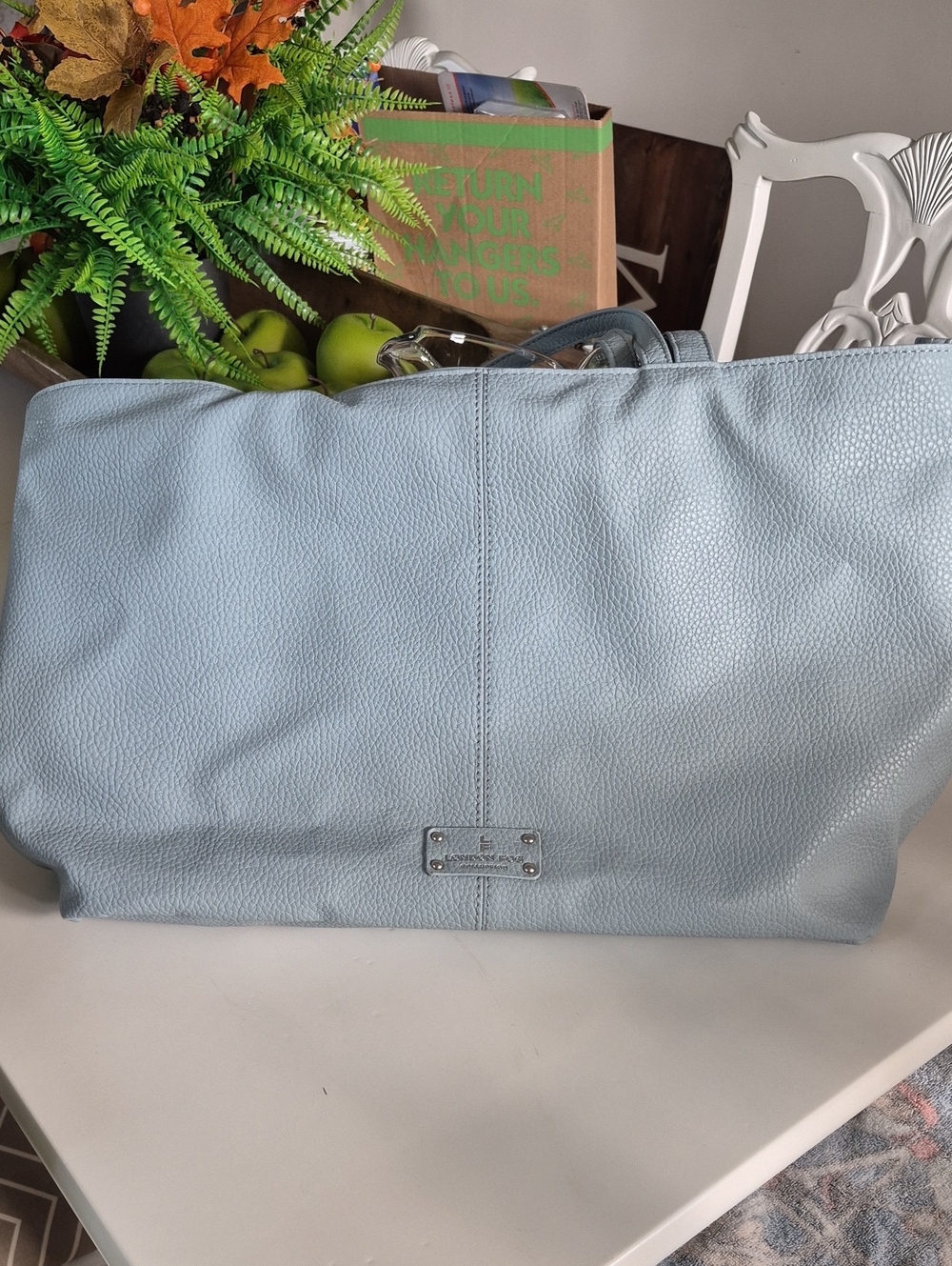 NWOT - London Fog East West Pebble Tote - Pale Blue